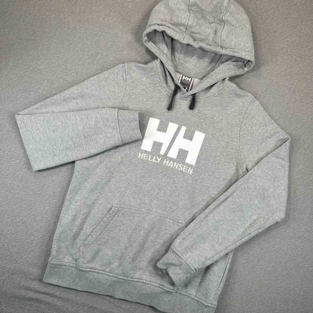 Helly Hansen Hoodie‎ Womans Large Gray Logo Organic Cotton Pullover Outdoors